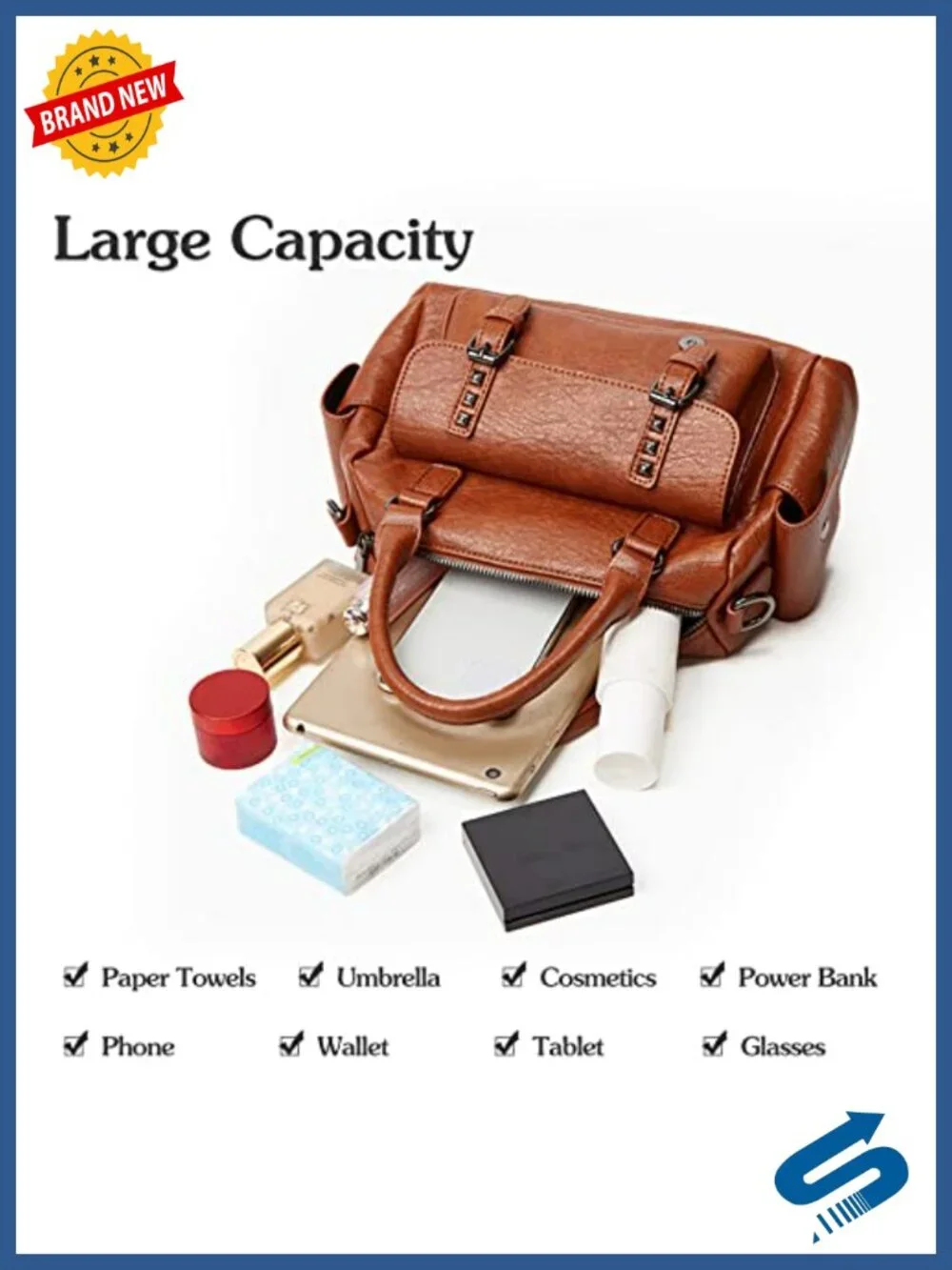 PU Leather Satchel Handbag Crossbody Shoulder Bag Boston Bag Top Handle